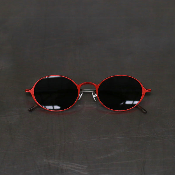 Rigards oval aluminum-magnesium alloy frame glasses RG0103AL series collection RG-RG0103AL-HSM red frame dark gray lenses